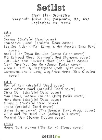 Deadheads have been feeling the void of Dead shows this year due to the pandemic, but DSO, a Grateful Dead tribute band hailing from Chicago, brought some light back into our lives with several drive-in concerts this past month. . Dark star orchestra setlists